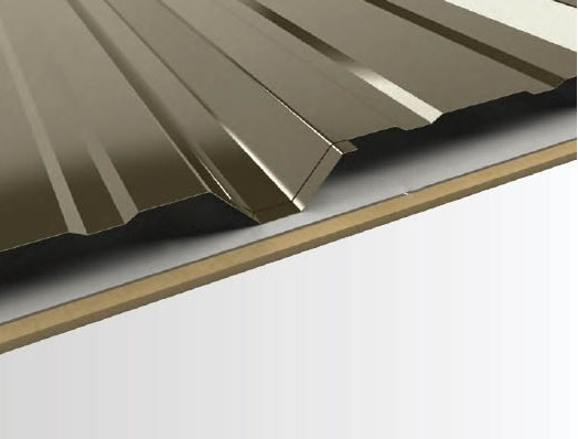 Valley Rib panel overlap detail and installation substrate